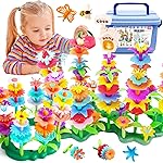 FUNZBO 138pcs Flower Garden Building Set - Christmas Spring Toys for 3 4 5 6 7 Years Old Girl, Sorting & Stacking Building Block, STEM Montessori Educational Toy for Kid Toddler Birthday Gift