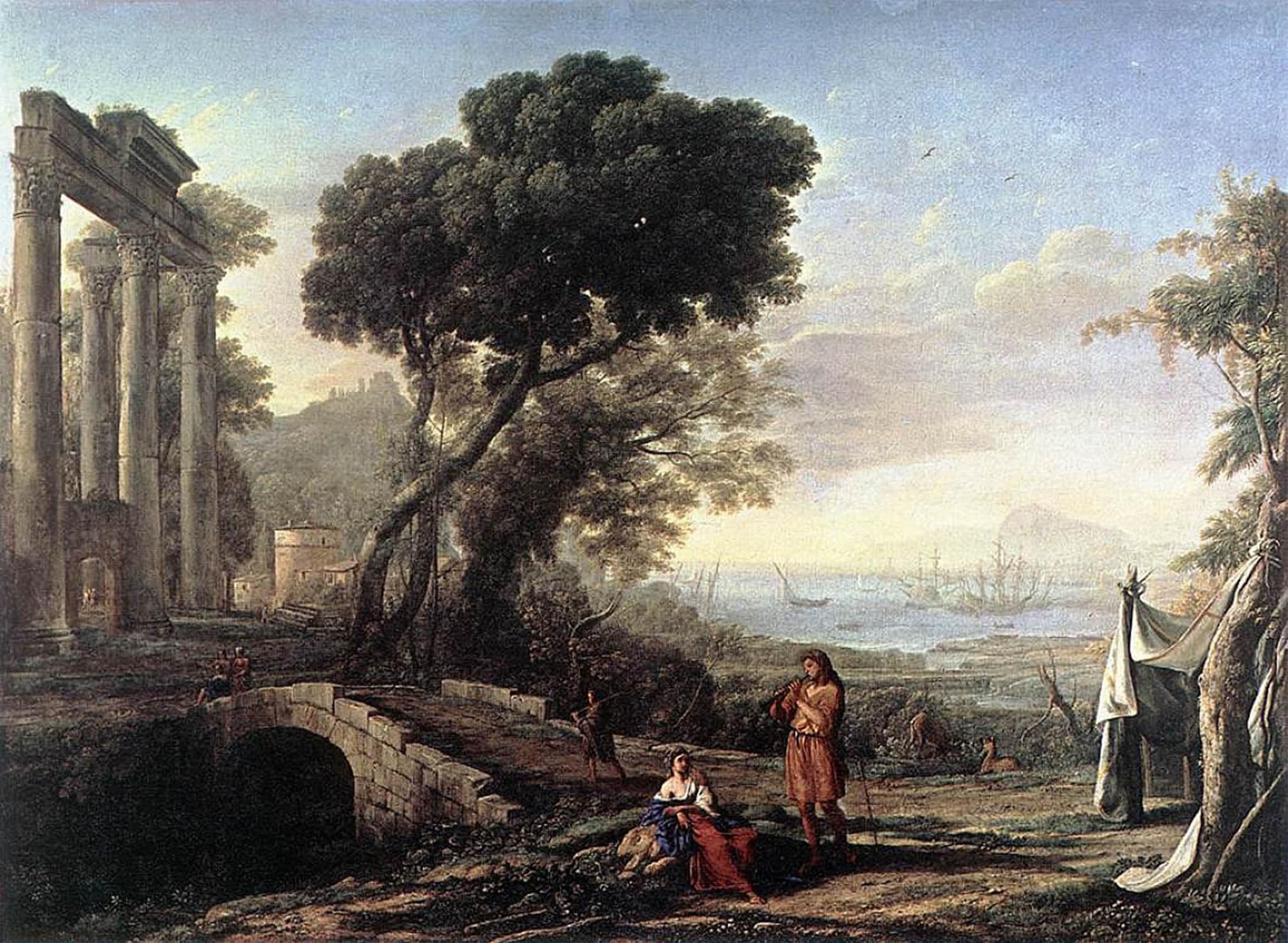 ARTXLXXBN Famous Print Painting Colorful Art Print Italian Coastal Landscape by Claude Lorrain Canvas Art Decorations for Home Decor 60x90cm