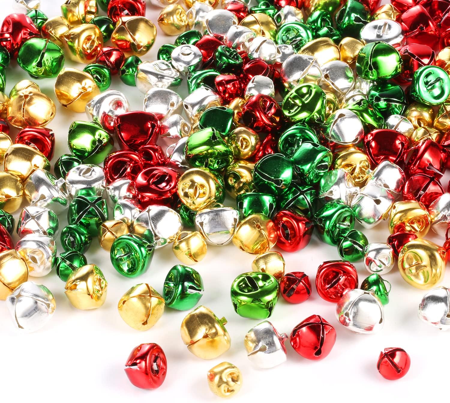 200pcs Jingle Bells for Crafts, 0.4/0.5/0.6 Inch Small