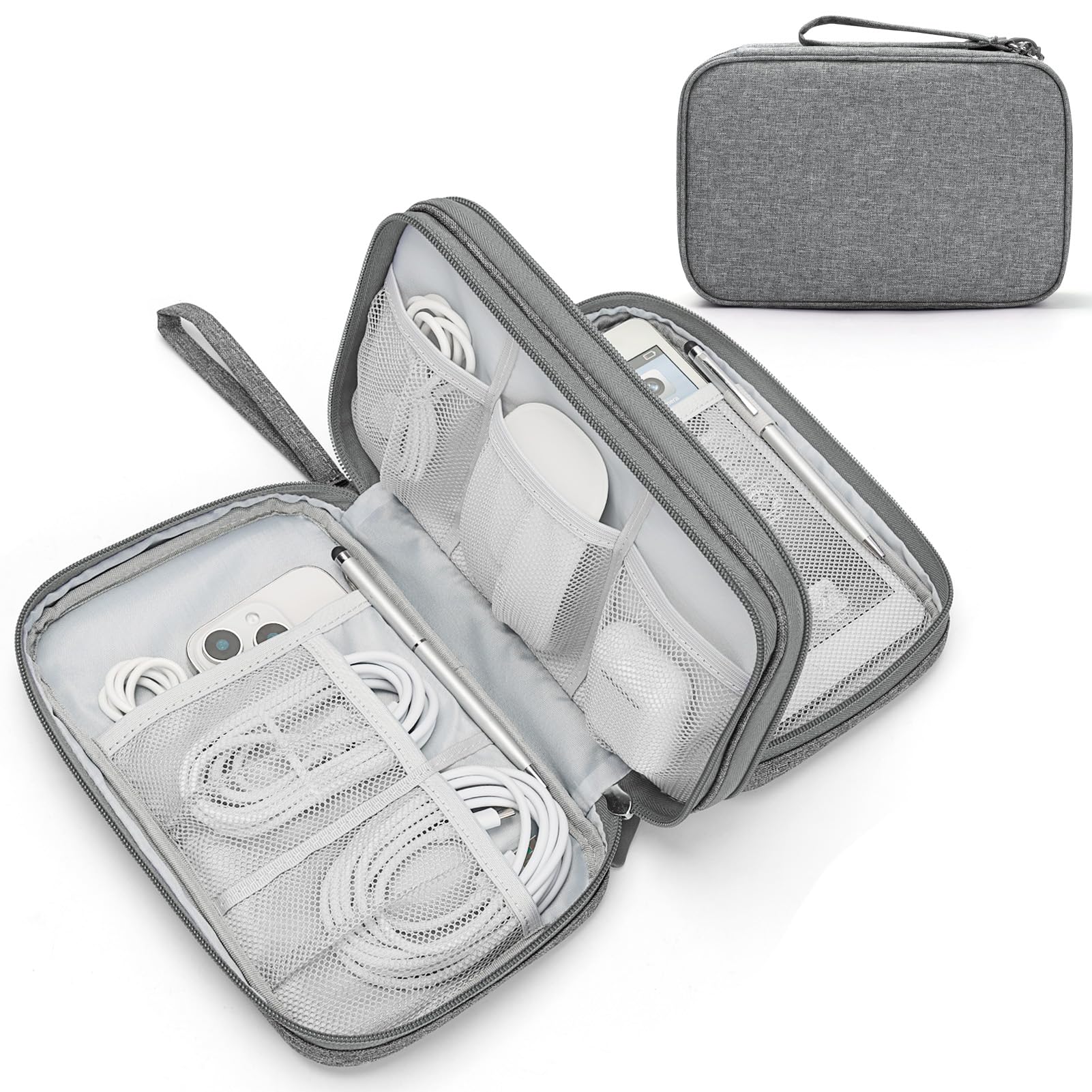 FYY Electronic Organizer, Travel Tech Pouch Bag, Large, Dark Grey