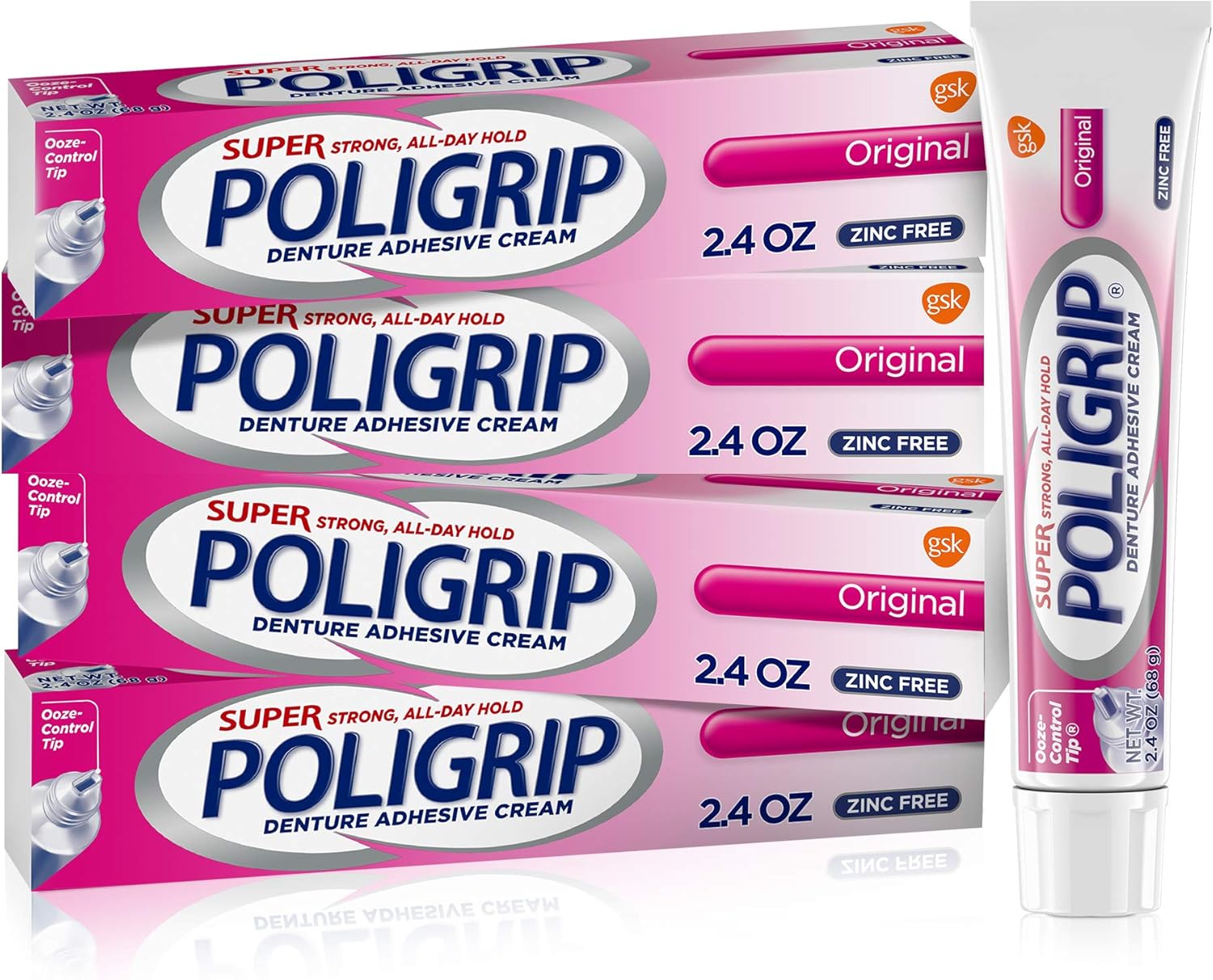 Super Poligrip Original Denture Adhesive Cream, Zinc Free Denture Cream