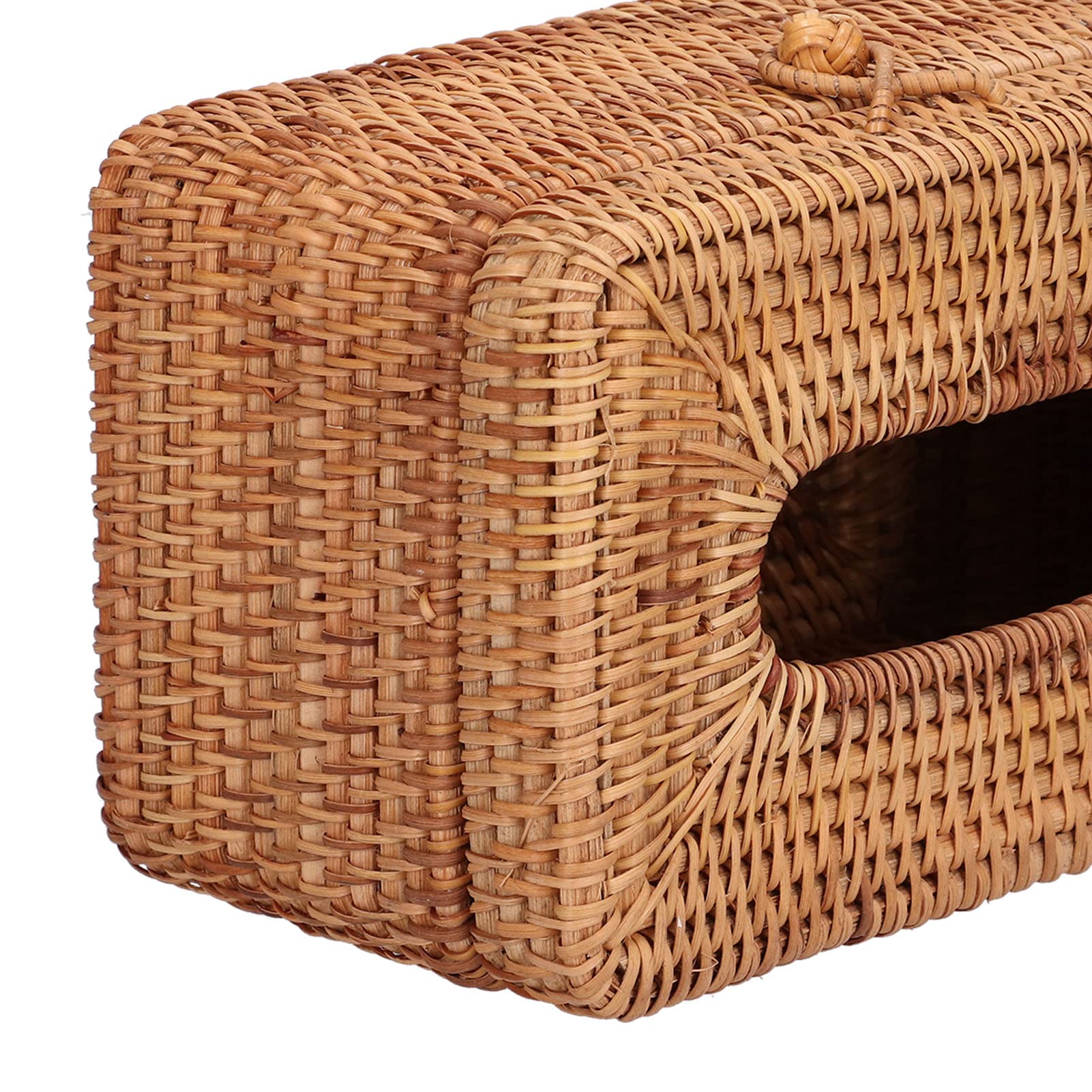 Soporte para Caja de pañuelos de ratán Tejido, Cubierta para Caja de pañuelos de Gran Capacidad para Dormitorio, Sala de Estar y Oficina, Organizador Duradero Hecho a Mano con Dise