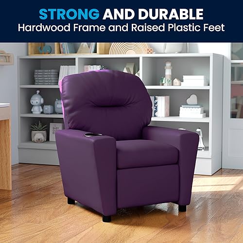 Miniatura 235 de Flash Furniture Chandler LeatherSoft - Silla reclinable para niños con portavasos y reclinable de seguridad, silla reclinable contemporánea para