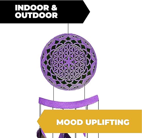 Miniatura 4 de VP Home Campanillas de viento de mandala brillante de 42 pulgadas para exteriores, carillones de viento únicos con mandala, decoración al aire