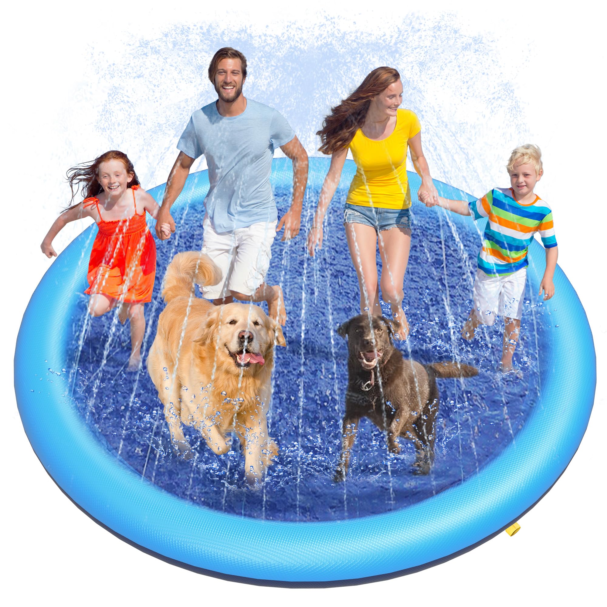 Peteast Dog Pool, Anti-Slip Splash Pad for Dogs, 107 in, Blue