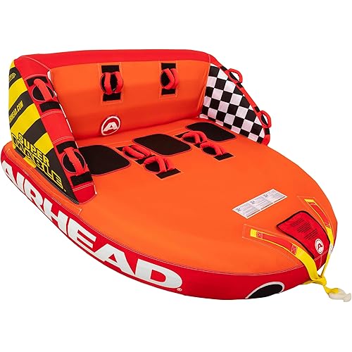 Airhead Mable Inflatable Towable Tube, 1-4 Rider Models, Dual Tow Points, Full Nylon Cover, EVA Foam Pads, Patented Speed Valve, Boat Tubes and Towables