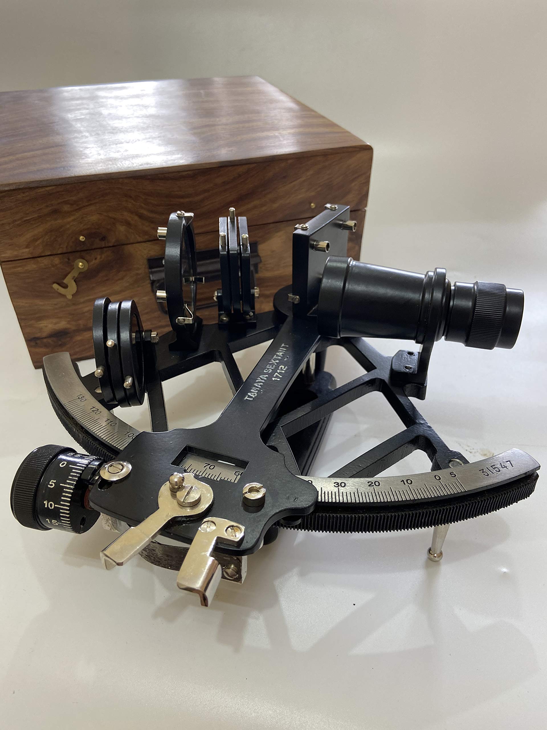 Malla Inc Sextant de navigation en aluminium massif avec boîte en bois Inc. – Sextant Tamaya nautique – Sextant original – Sextant marin