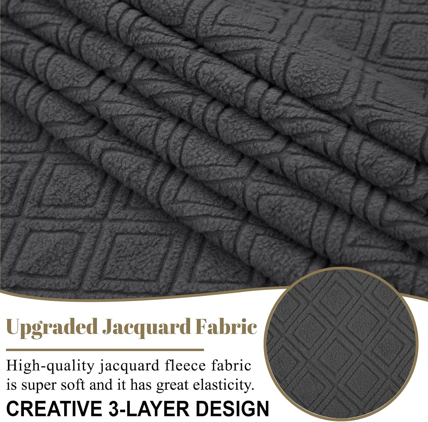 ALIECOM Corner Sectional Couch Covers Washable Sofa Cover L Shaped Couch Cover for Dogs Pets Stretch Soft Sectional Slipcovers with Non Slip Strips U Shape Furniture Protector (Charcoal Grey, Large)