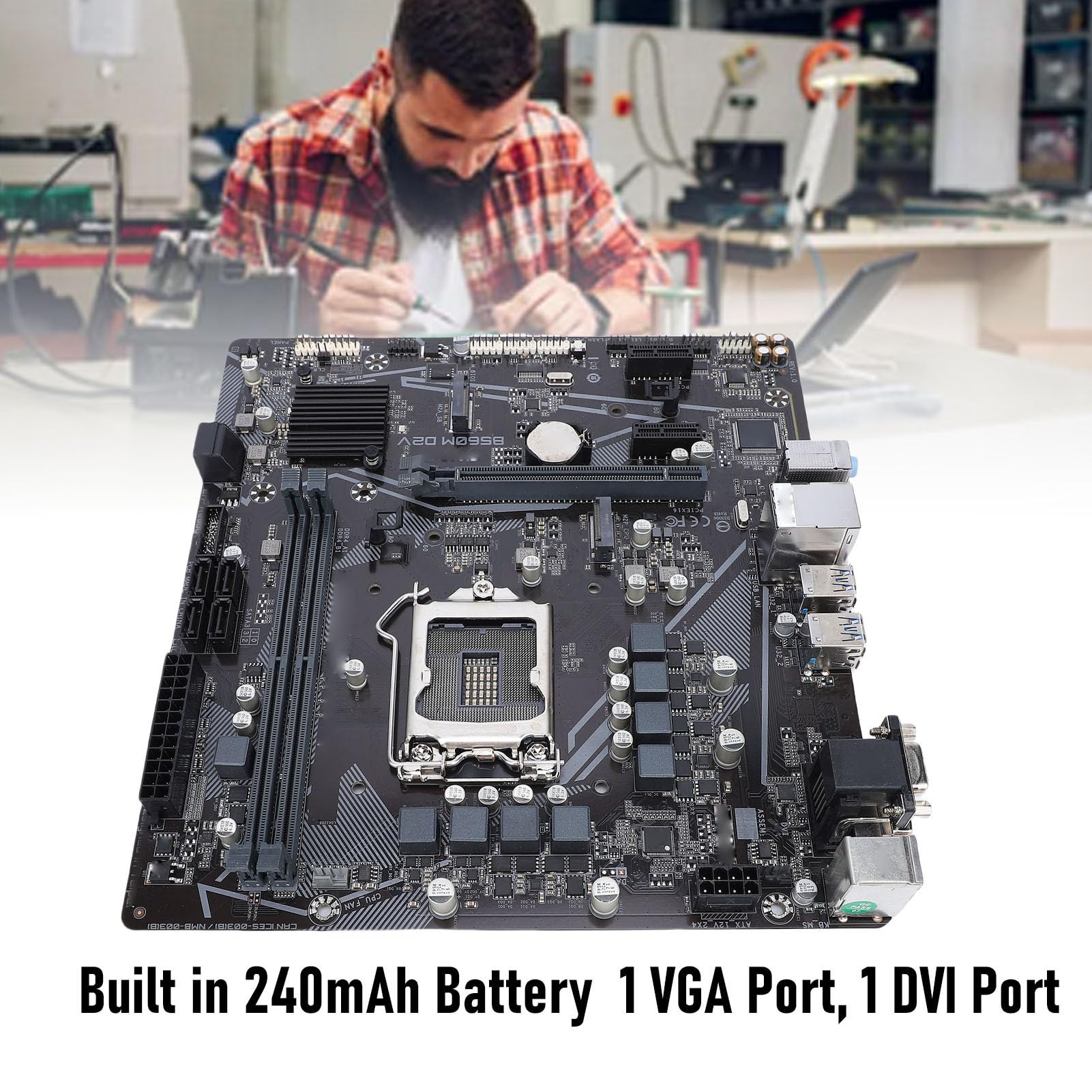 Zunate Placa Base para Computadora B560, Placa Base LGA1200 DDR4 M ATX para Core I9 I7 I5 I3 11.a 10.a Generación, VGA y DVI, Ranuras Duales M.2, PCIe 4.0 X16, USB 3.2 Gen1