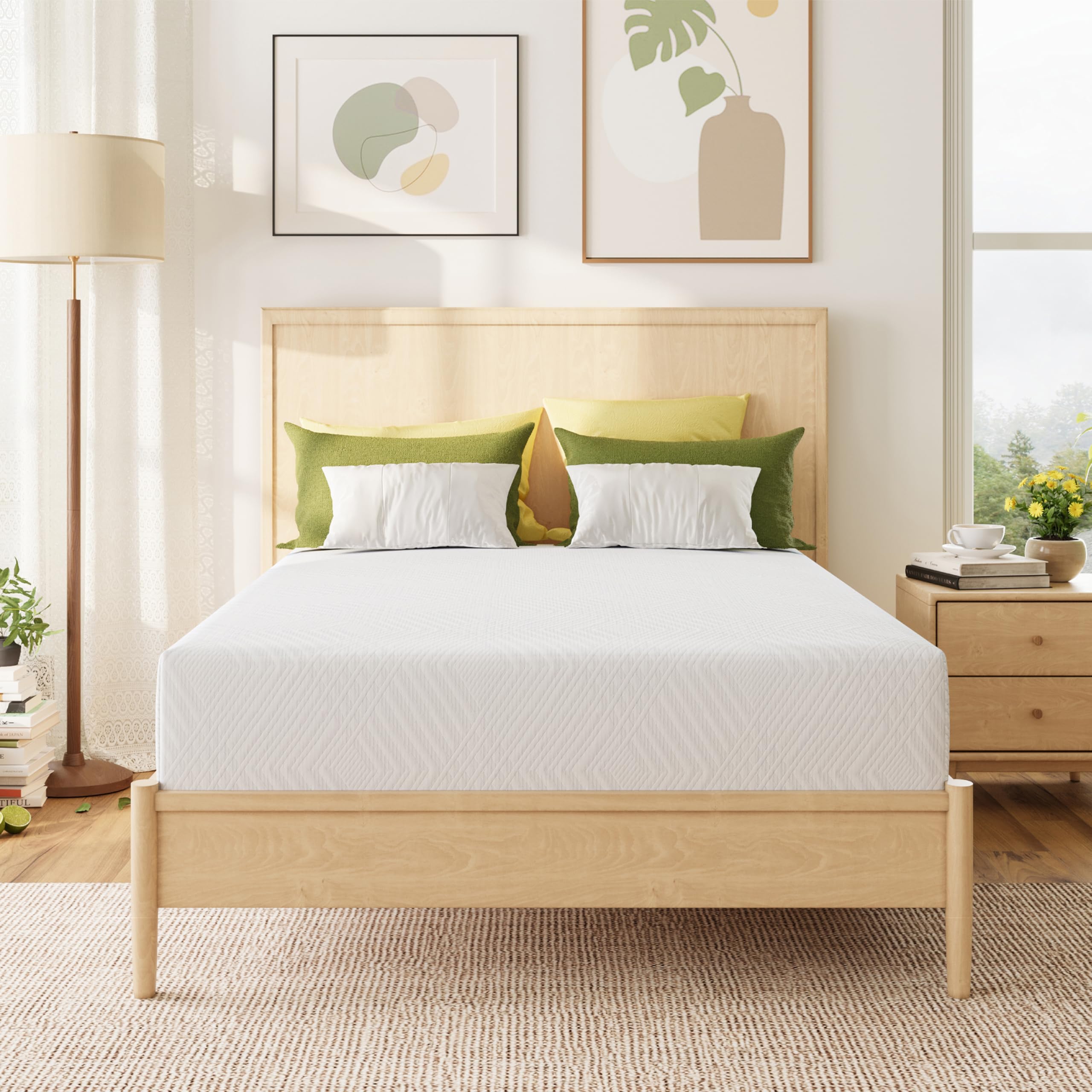 MLILY Full Mattress in a Box, 10 inch Mattresses for Platform Bed Double Size Daybed Bunk, Green Tea Memory Foam Medium Firm