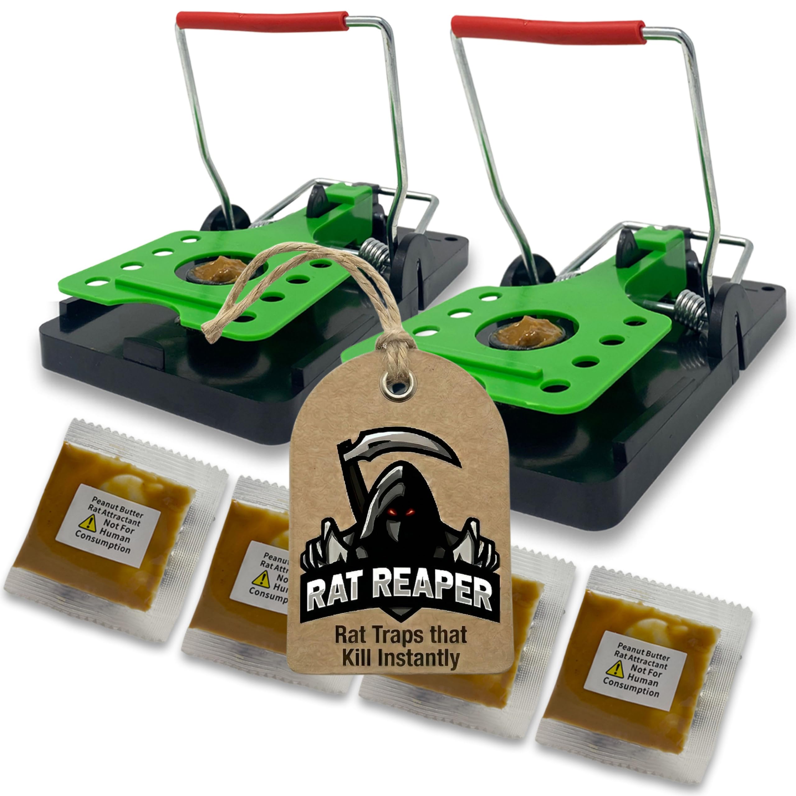 Rat Reaper XL Rattenfallen 2er Pack – Vorgeködert, Schwerlast, Soforttötung – Wiederverwendbar und Einsatzbereit