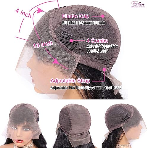 Miniatura 3 de Pelucas de cabello humano ondulado profundo con encaje frontal prearrancado de 13 x 4 para mujeres negras, pelucas de cabello humano HD con encaje