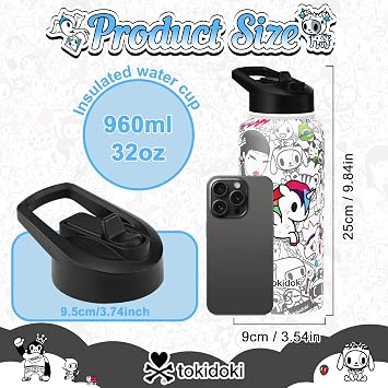 tokidoki Unicorno Bottle, 32oz Insulated Stainless Steel Water Bottle