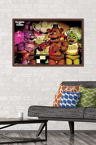 Miniatura 2 de Trends International Five Nights at Freddy's - Póster de pared de banda, 22.375 x 34 pulgadas, versión enmarcada de caoba