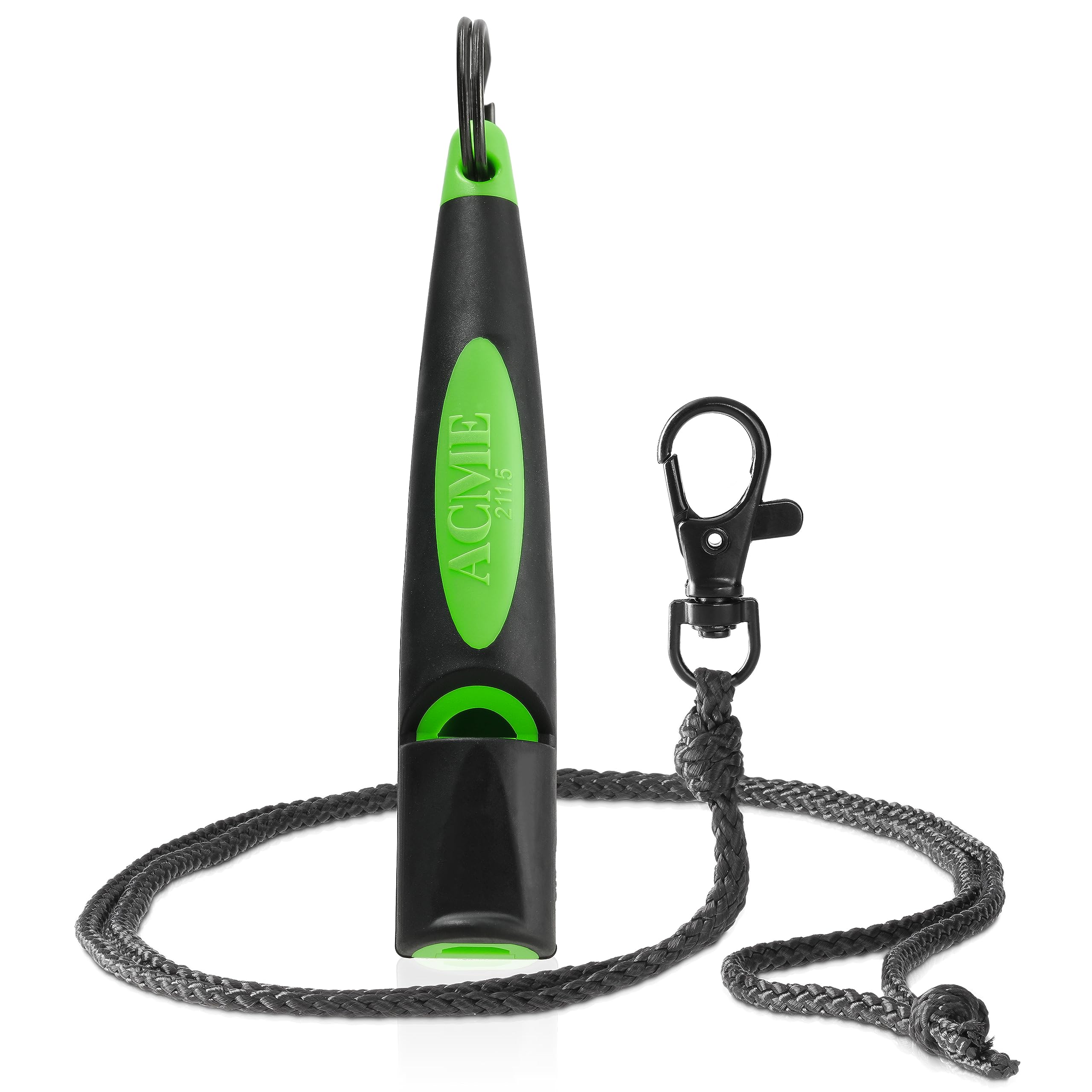 ACME Silbato para perros n.º 211,5 (actualización de 2023) con banda de silbato en negro mate | Alpha | Ideal para la devolución de llamada | Gran alcance | Frecuencia estandarizada (Black/DG Green)