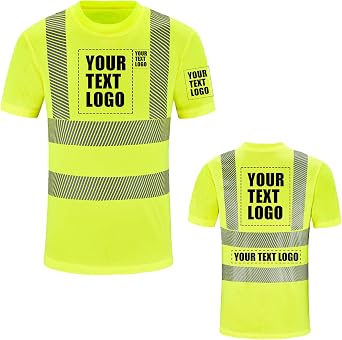 AYKRM Personalised Printed Hi Vis Work Shirts Logo Customised Hi Viz High Visibility Reflective Safety Shirts