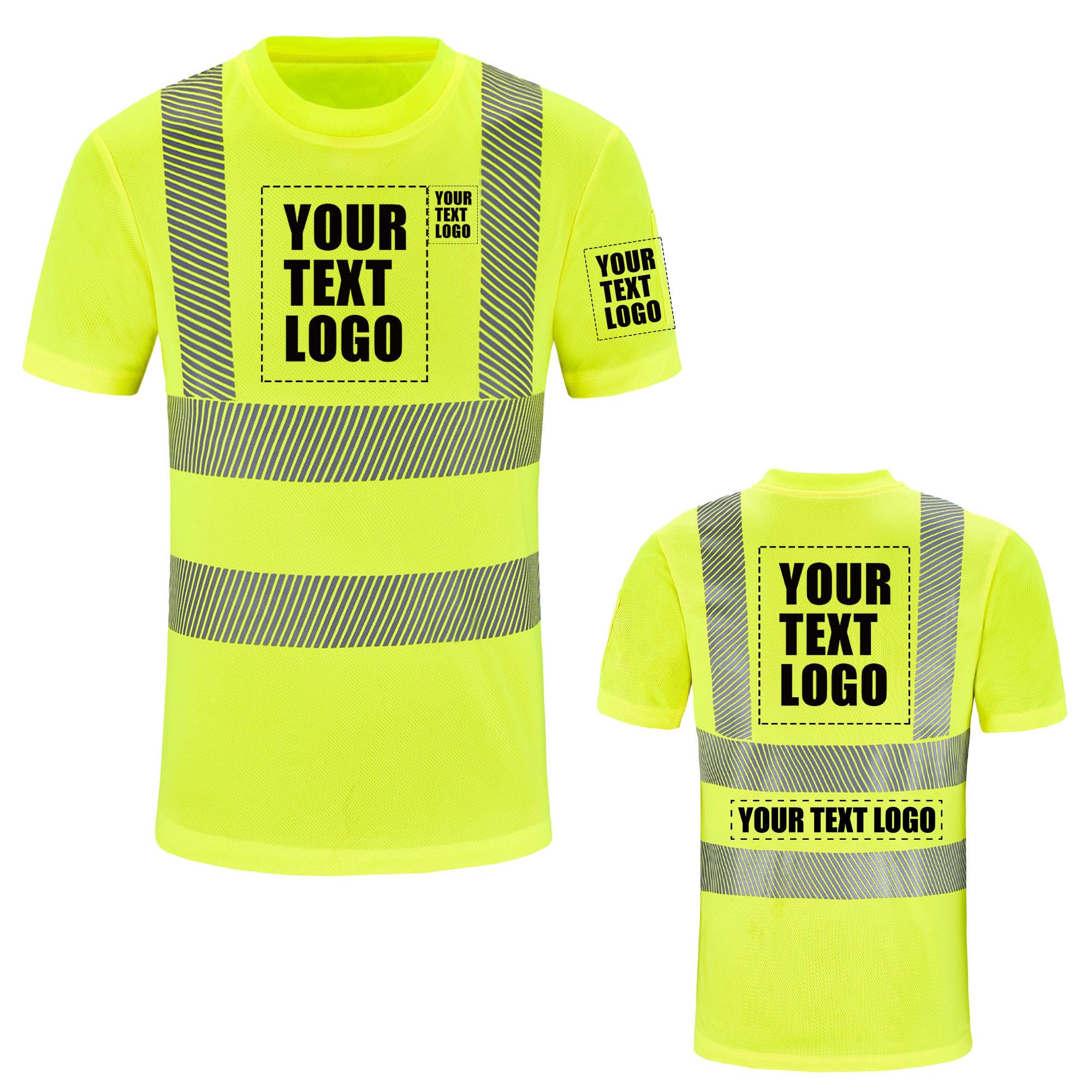 AYKRM Small hi vis Personalised Printed Hi Vis Work Shirts Logo Customised Hi Viz High Visibility Reflective Safety Shirts Yellow — image 1
