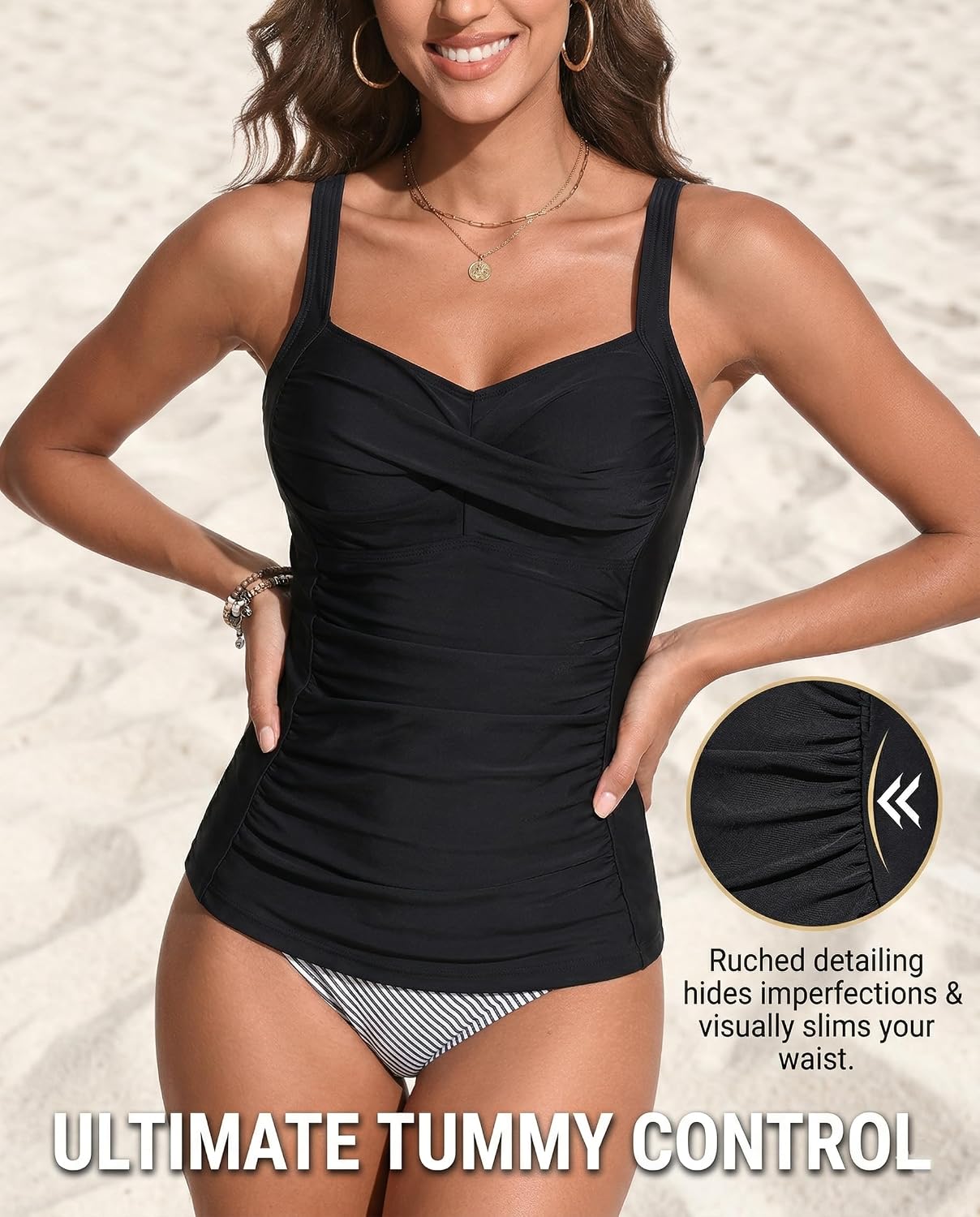 Underwire Tankini Tops for Women - Tummy Control Swim Top Only 2025 Twist Front Bathing Suit Top No Bottom