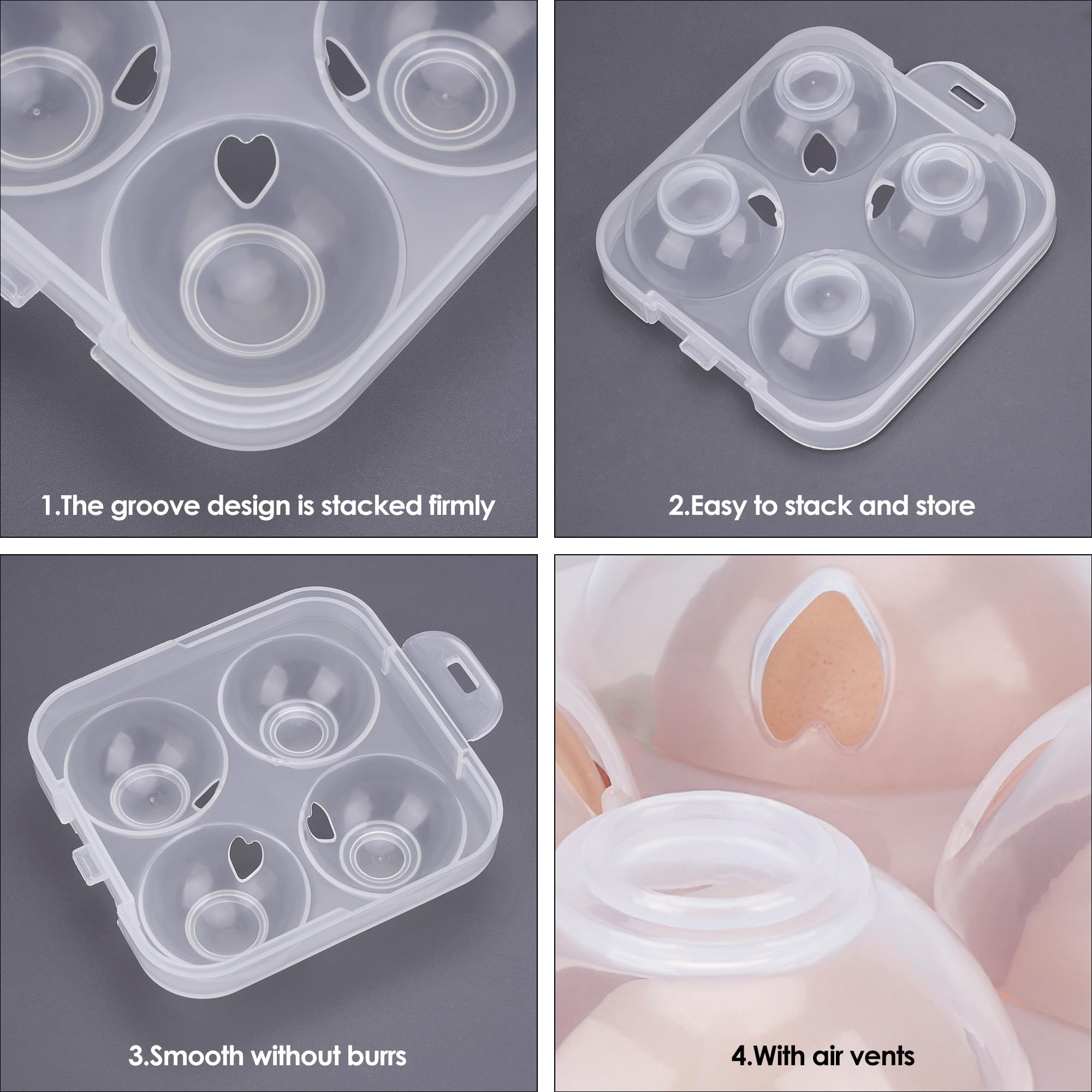 4 Girds E-Halter Conggtainer, Kunststoff-Eier-Aufbewahrungsbox, stoßfester Schutz, tragbarer Eierablage, Spender für Kühlschrank, Camping, Picknick, Reisen, Küche, Outdoor (transparent, 2
