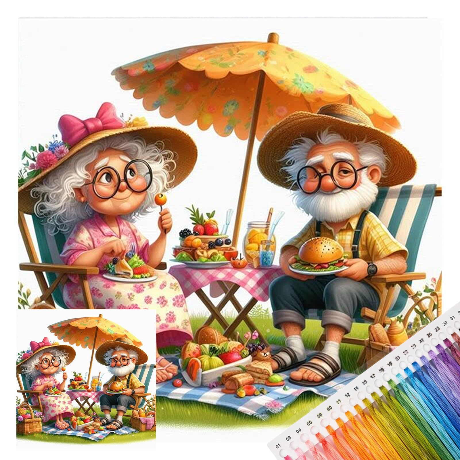 POETRYDRAW Picnic on the Lawn 14CT DIY Embroidery Kit 11.81x11.81in Cross Stitch Art for Beginners & Adults Home Decor (Garden Feast)