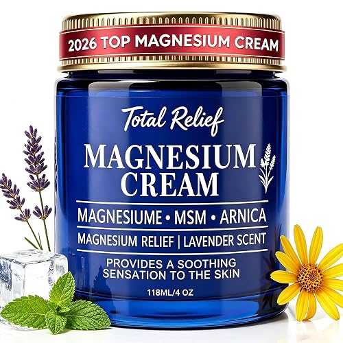 Magnesium Cream with Lavender, Arnica & MSM – 4 Oz | Soothing Topical Lotion for Neuropathy, Foot & Hand Discomfort, Knee & Hip Aches – Fast-Acting, Non-Sticky, Calming Scent