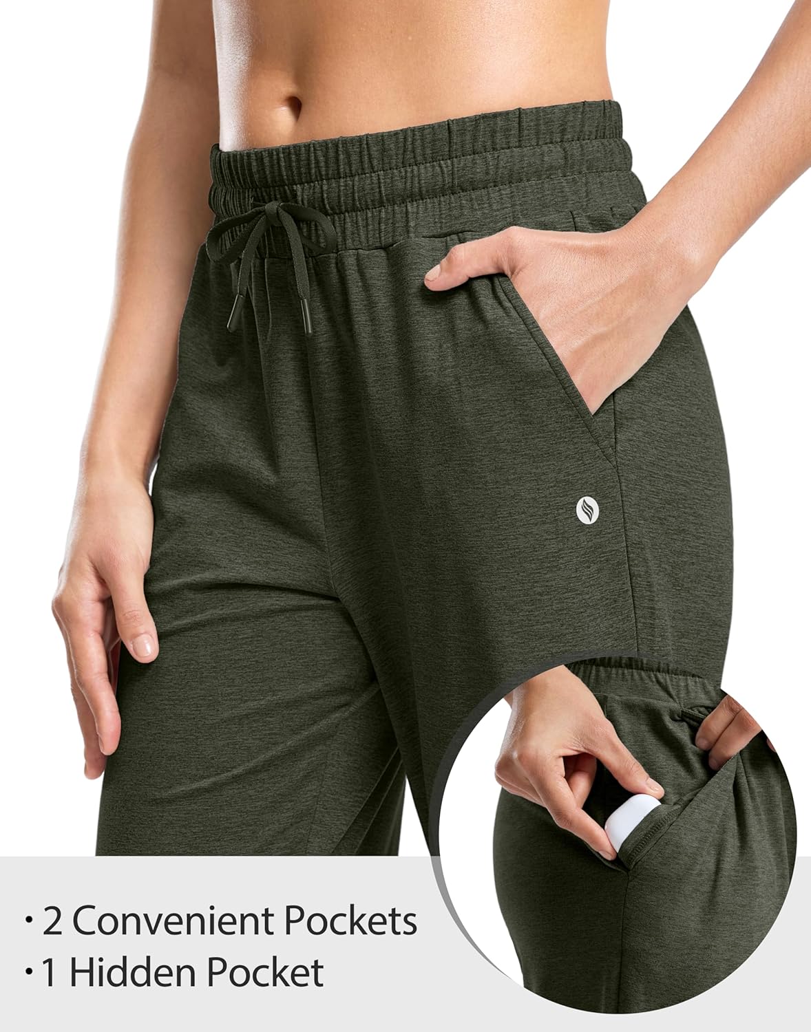 SANTINY Women's Soft Sweatpants Lightweight Yoga Lounge Casual Pants Stretch Open Bottom Sweat Pants for Women with Pockets - Image 4