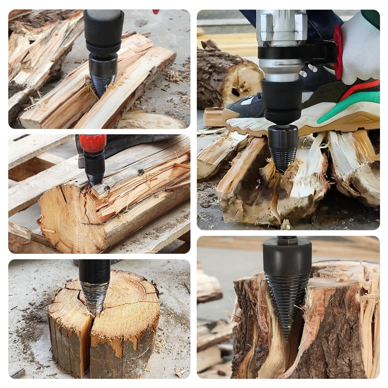Herbst Foret fendeur de bois 50 mm cône de perçage 32 mm 4 poignées fendeur conique