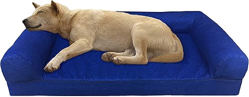 Miniatura 1 de Dogbed4less Sofá cama ortopédica de espuma viscoelástica de gel prémium para mascotas con forro impermeable y funda de mezclilla, tumbona de 55 x 37