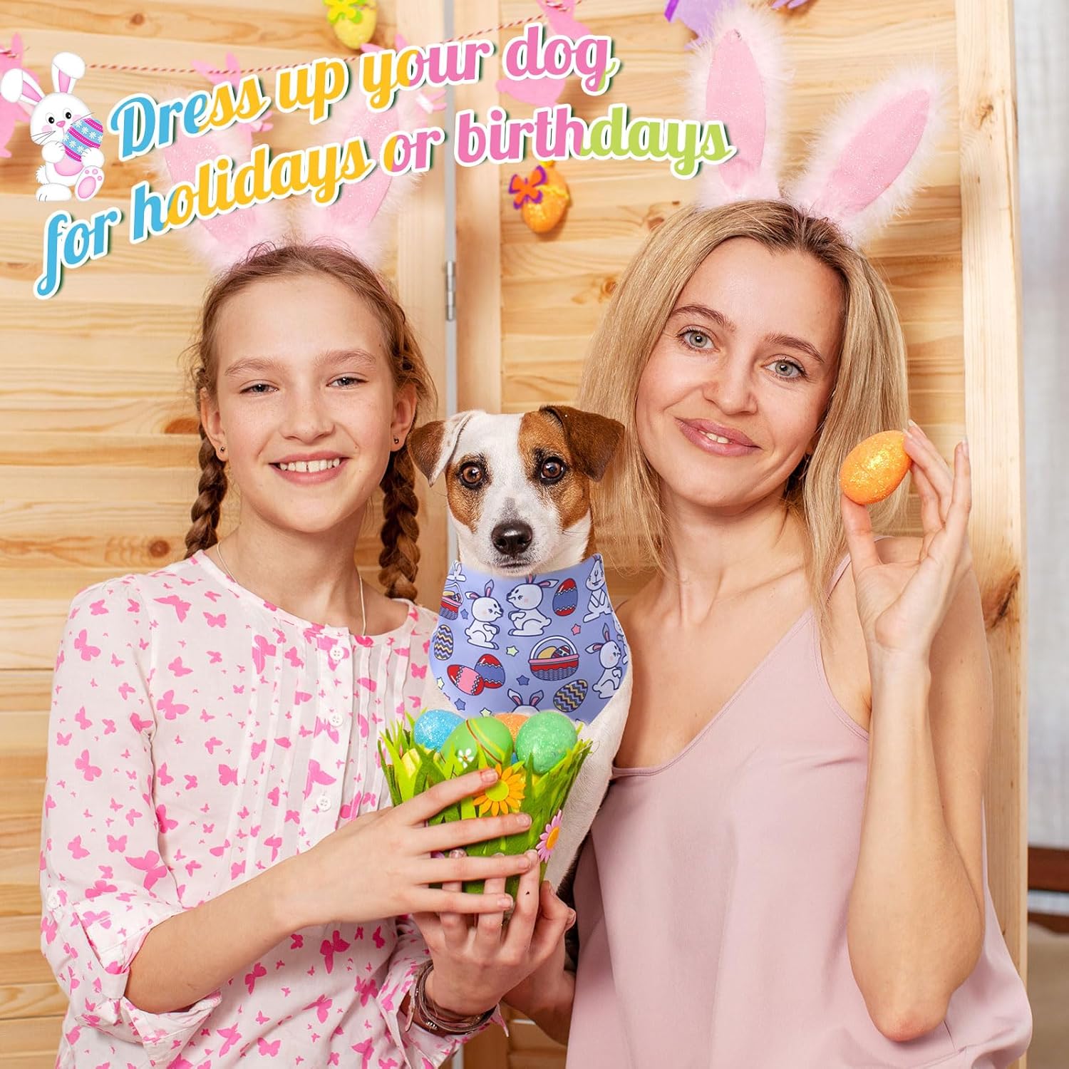 Aliceset 240 Pcs Easter Day Dog Bandana Bulks Rabbit Carrot Bunny Egg Patterns Printing Dog Kerchief Set Bibs Triangle Pet Scarf Soft Pet Gifts Daily Cat Costume Accessories for Small and Medium Puppy