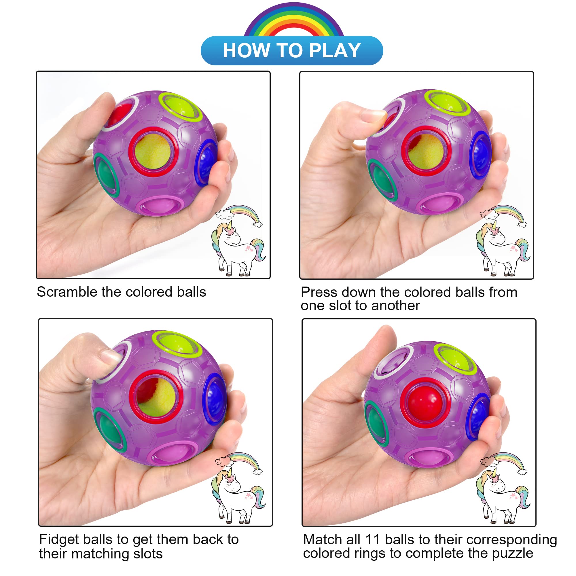 ROXENDA Magic Rainbow Ball with 12 Holes, Puzzle Ball Skill Game, Brain Teaser & Fidget Ball for Kids from 6 Years - Image 4