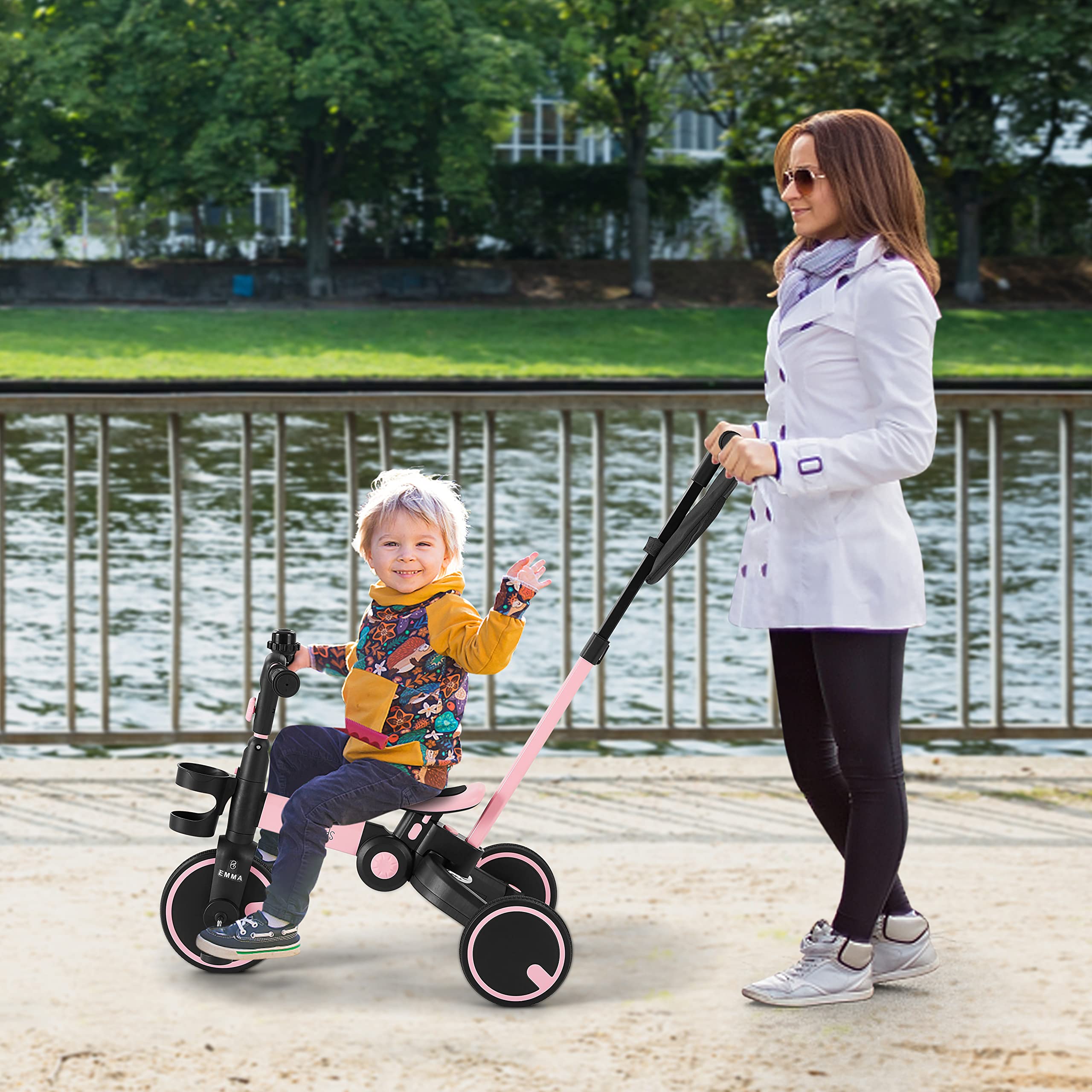 Kinderdreirad 14 Zoll Ab 3-7 Jahre - Lauffahrrad Mit Korb & Verstellbarem Sattel