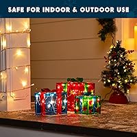 Vista 2 de JOIEDOMI Juego de 3 cajas de regalo iluminadas de Navidad, decoraciones del día de San Valentín, cajas de regalo preiluminadas con estrellas