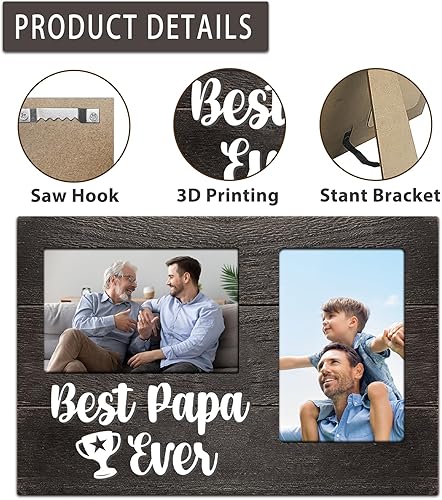 Miniatura 6 de Regalos para el día del padre, regalos de papá, marco de fotos 3D con capacidad para 2 fotos de 4 x 6 pulgadas, regalo de cumpleaños para él de