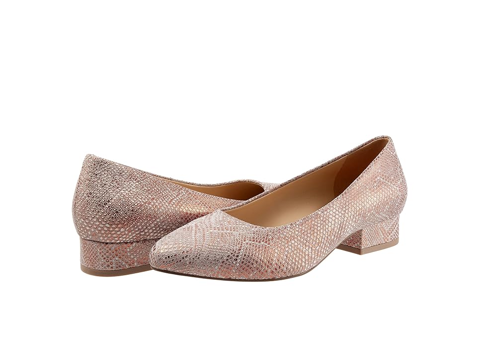 Trotters Jewel (Rose Gold Metallic Snake) Women's Lace Up Wing Tip Shoes INTERNATIONAL SHIPPING