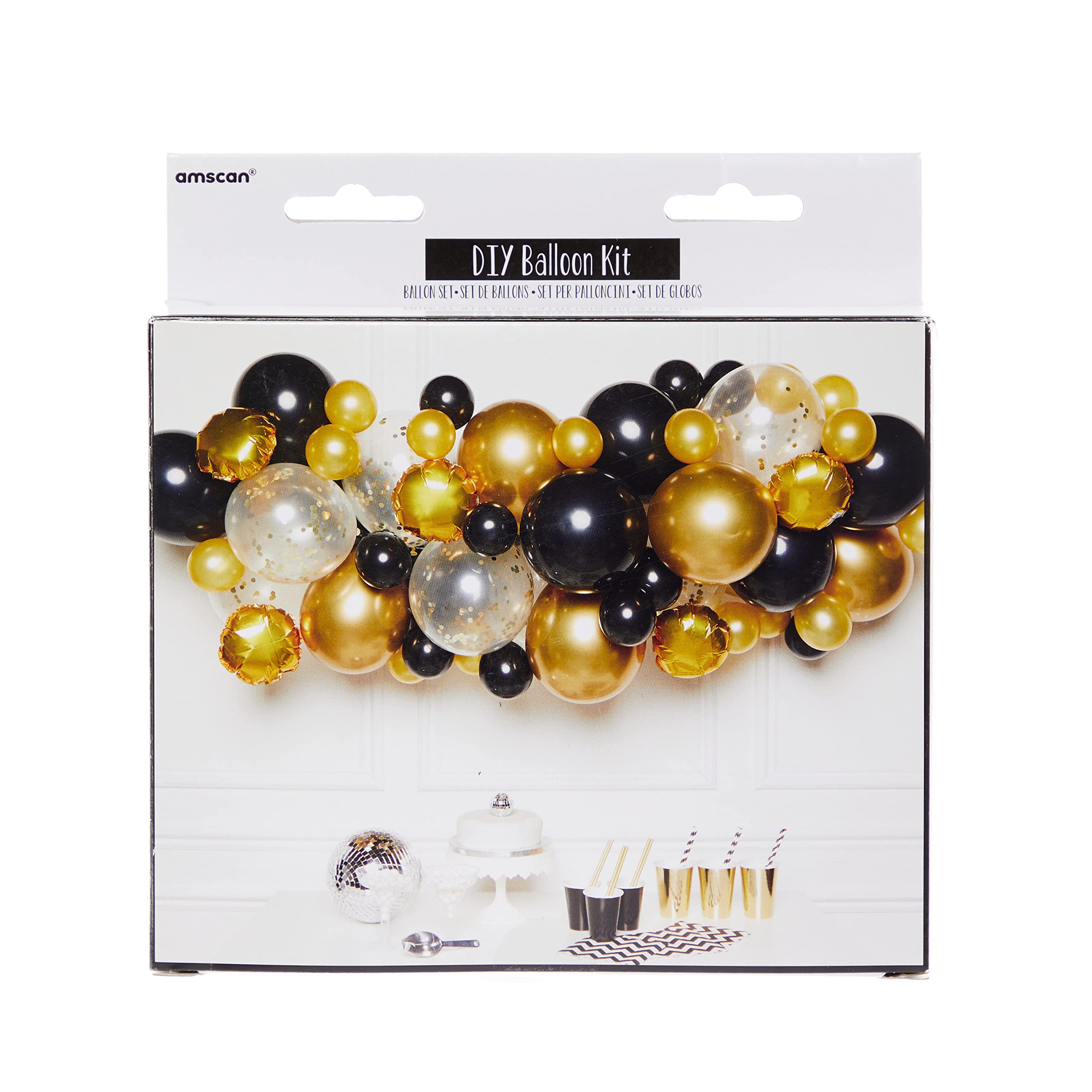 Amscan 9907430 - Black, Gold And Silver Diy Latex Balloon Arch Garland Kit - 66 Pieces, Various, Medium - Image 2