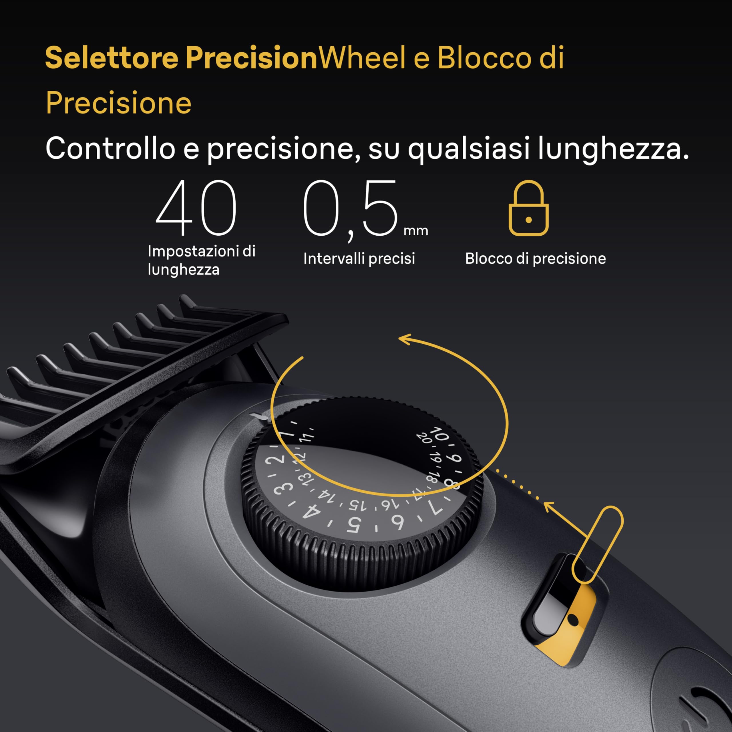 Braun Regolabarba Uomo Series 5, Rasoio Elettrico Barba, +5 Strumenti Styling, Lama Ultra Affilata, 120 Min Autonomia, Impermeabile, Selettore di Precisione con 40 Lunghezze&Blocco Bt5525 Grigio