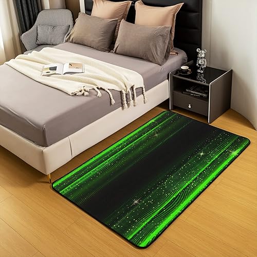 Miniatura 3 de Alfombras de sala de estar, 4 x 5 pies, color negro y verde, alfombra geométrica degradada moderna para niños, niñas, adolescentes y adultos,