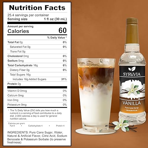 Miniatura 3 de Syruvia - Jarabe Vanilla para saborizar café, 25.4 onzas líquidas