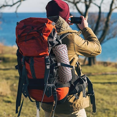 Miniatura 8 de Cuerda de polipropileno trenzada de diamante de 38 de pulgada y 100 pies, cuerdas marinas gruesas multiusos para barco para camping y asta de
