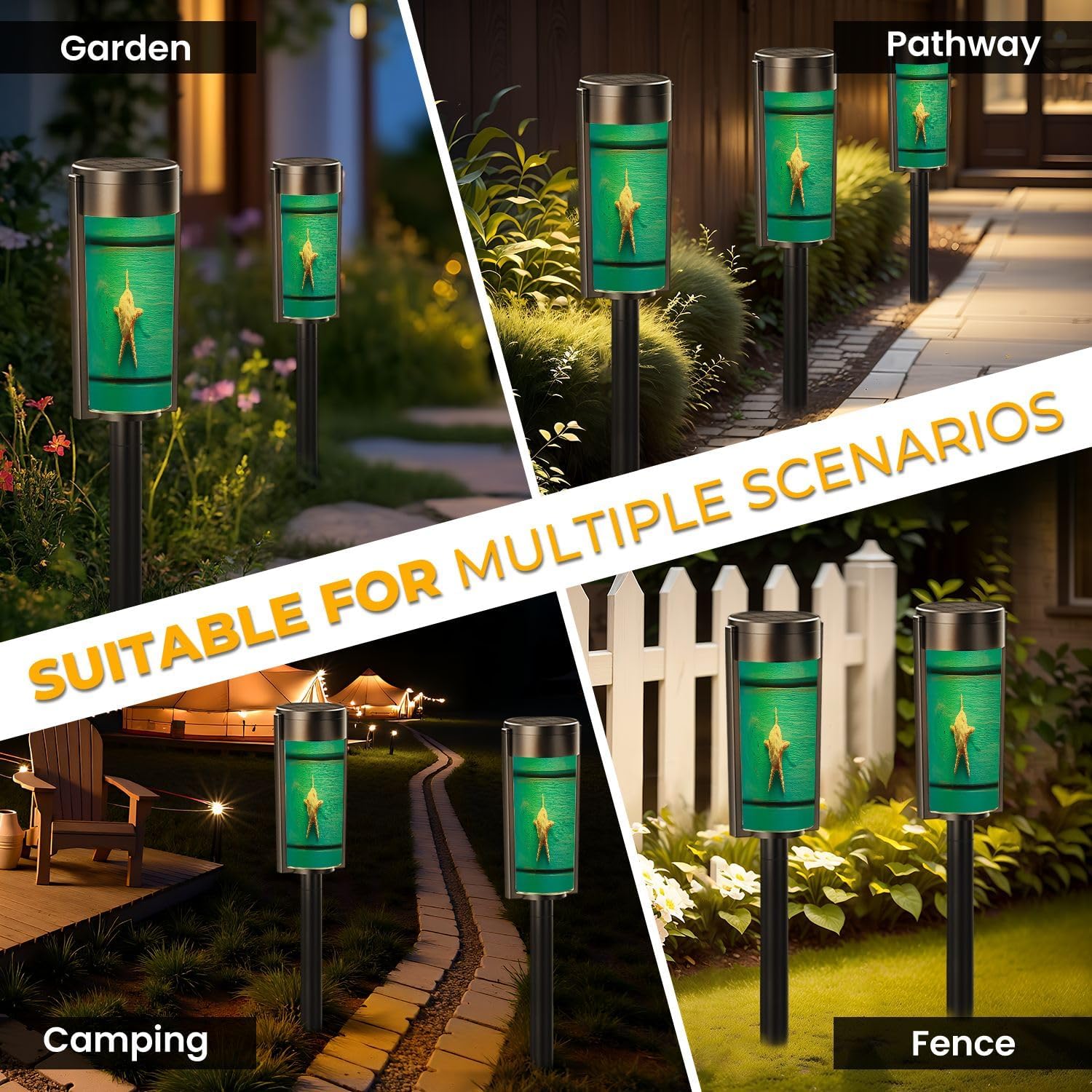 8 Pack Solar Pathway Lights Outdoor Waterproof Starfish Blue Board Solar Garden Lights LED Landscape Lighting for Yard Walkway Lawn Garden Decor