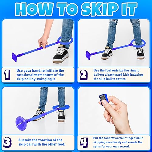 Miniatura 8 de Bambibo Skip It with Counter for Kids - Acolchado de espuma más largo  Bolsa de malla para almacenamiento  Bola de salto de tobillo para niños