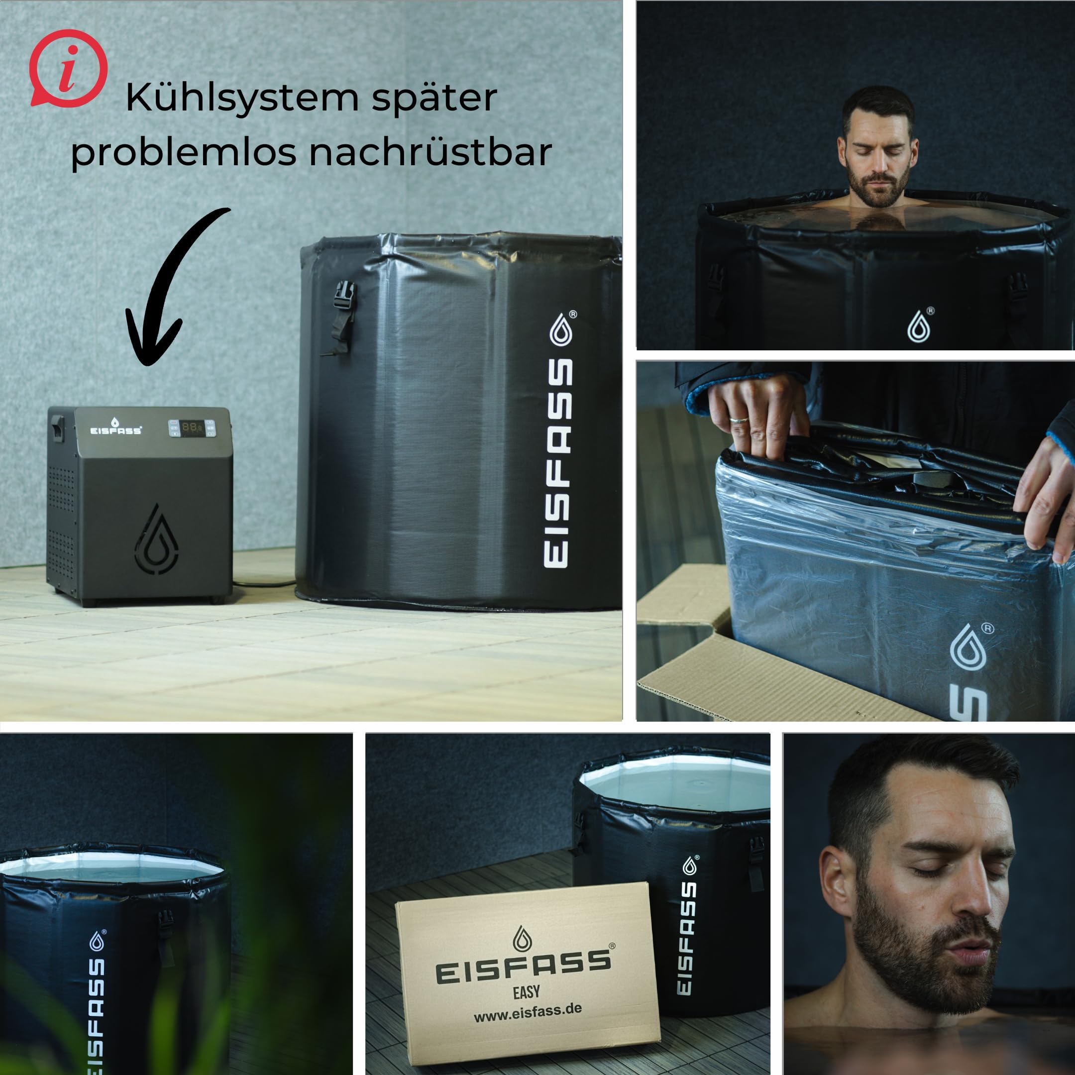 Eisfass® Easy Premium Eisbad für Zuhause – ausklappen, befüllen & loslegen | faltbare Eistonne mit Deckel & Isolierung | ideal für Kältetherapie, Sommer-Abkühlung, Anfänger & Sportler