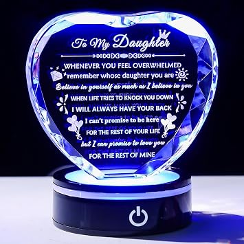 Arikyrist Daughter Gifts from Mom Dad Best Birthday Graduation Gifts for Adult Daughter with Light Base Crystal Keepsake To My Daughters Gift on Christmas Mothers Day