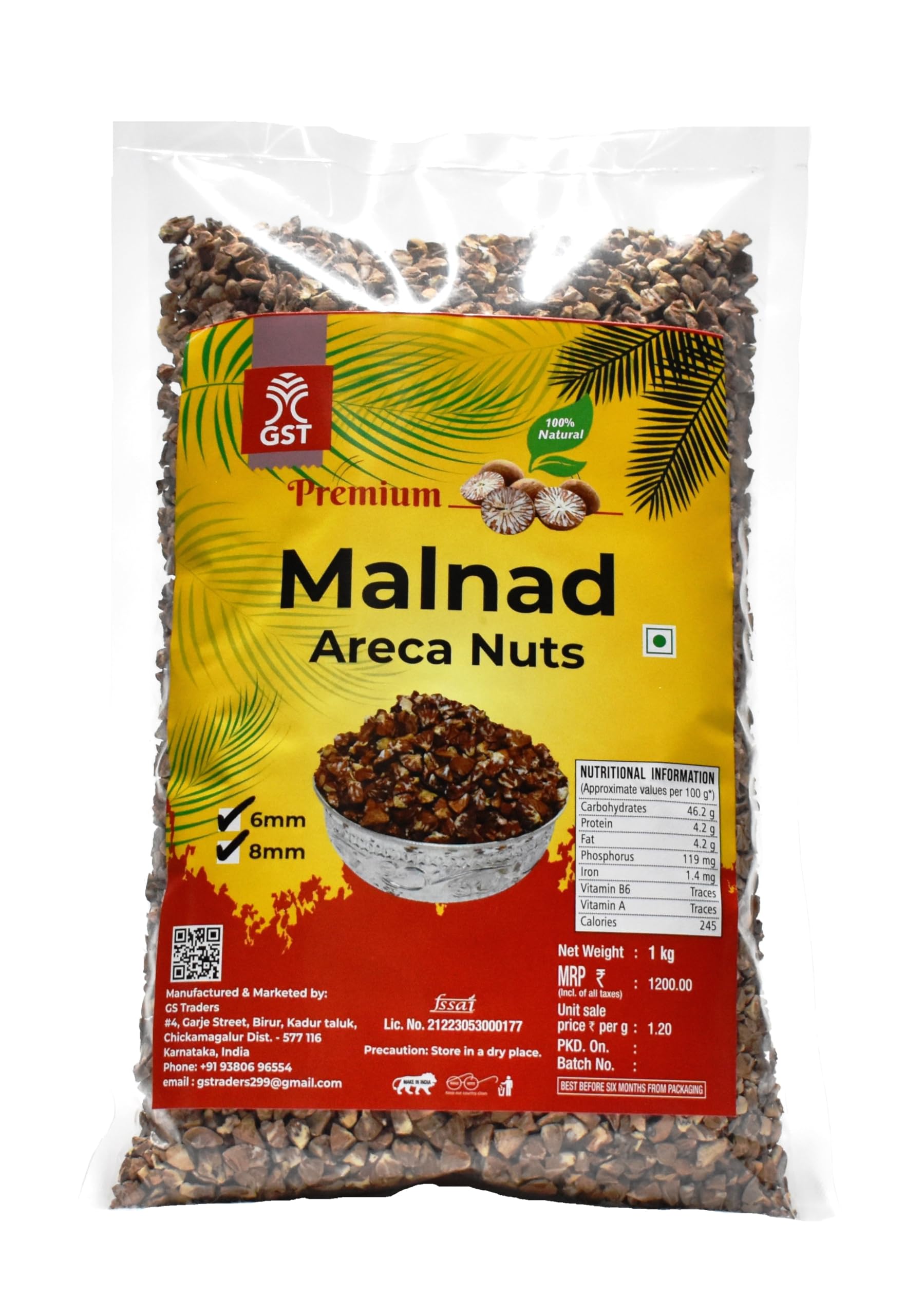 Malnad Arecanut (1 KG) Diamond Cutting Betelnut Chali Supari Tukda (Size 6 & 8MM) (B0D41ZDPC5) Amazon Price History, Amazon Price Tracker