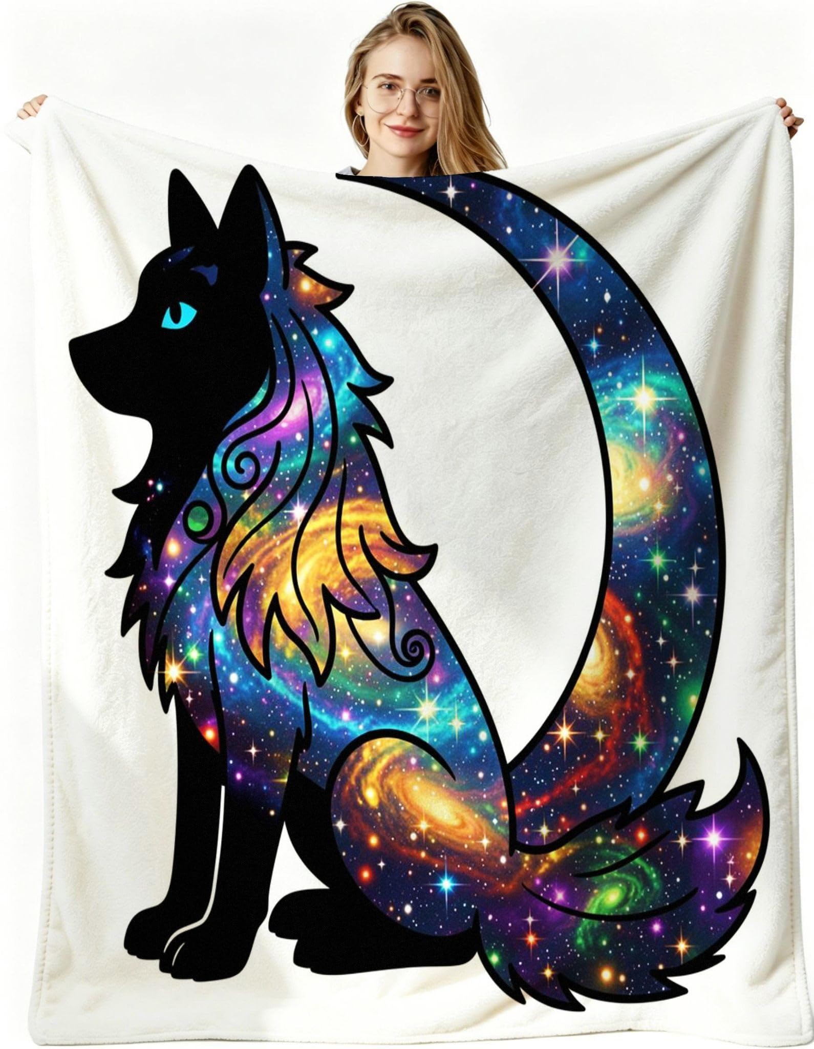 Manta Entretiempo Grande, Lobo de Colores, 220x240 cm, AQ9359