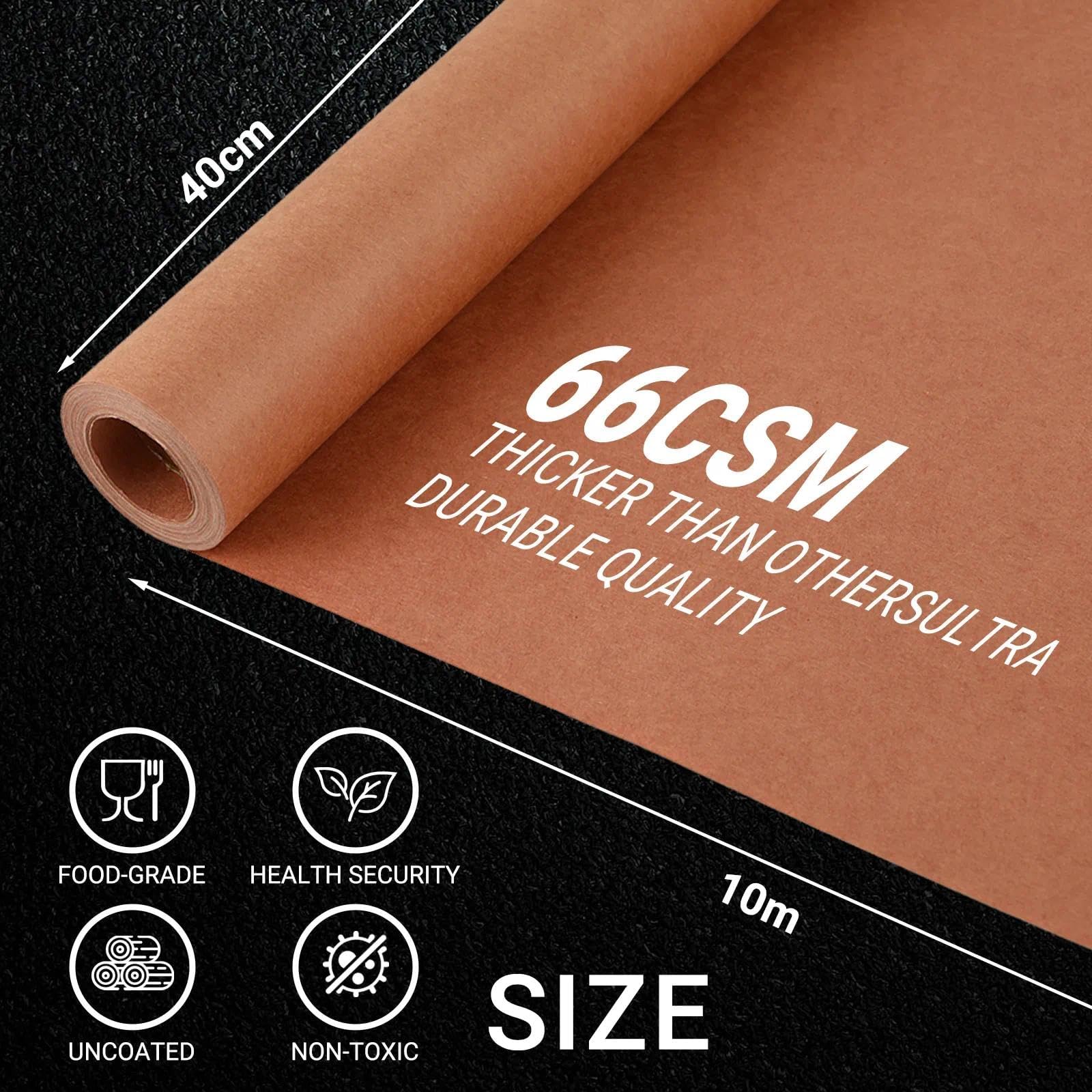 Carta da Macellaio Rosa 40 cm x 10 m – Cartine Lunghe Smoking Naturali – Carta Kraft per BBQ, Griglia e Affumicatura – 100% Cellulosa, Non Rivestita, Resistente al Calore