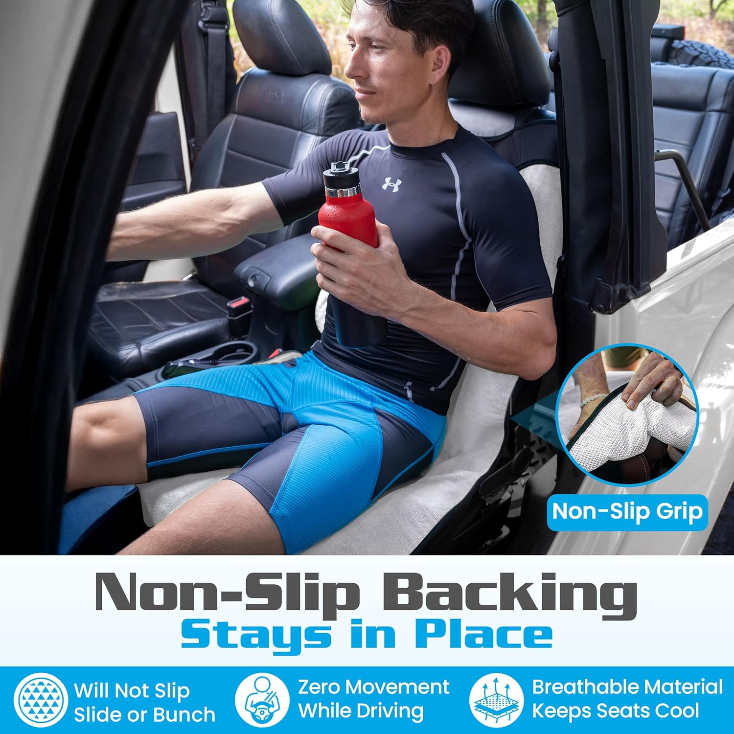 HAPPEGEAR Happeseat Waterproof Car Seat Cover & Protector – Universal Fit Car Seat Towel Cover – Non-Slip Backing, Easy Install & Storage, Machine Washable, Fits Front & Back, Silver