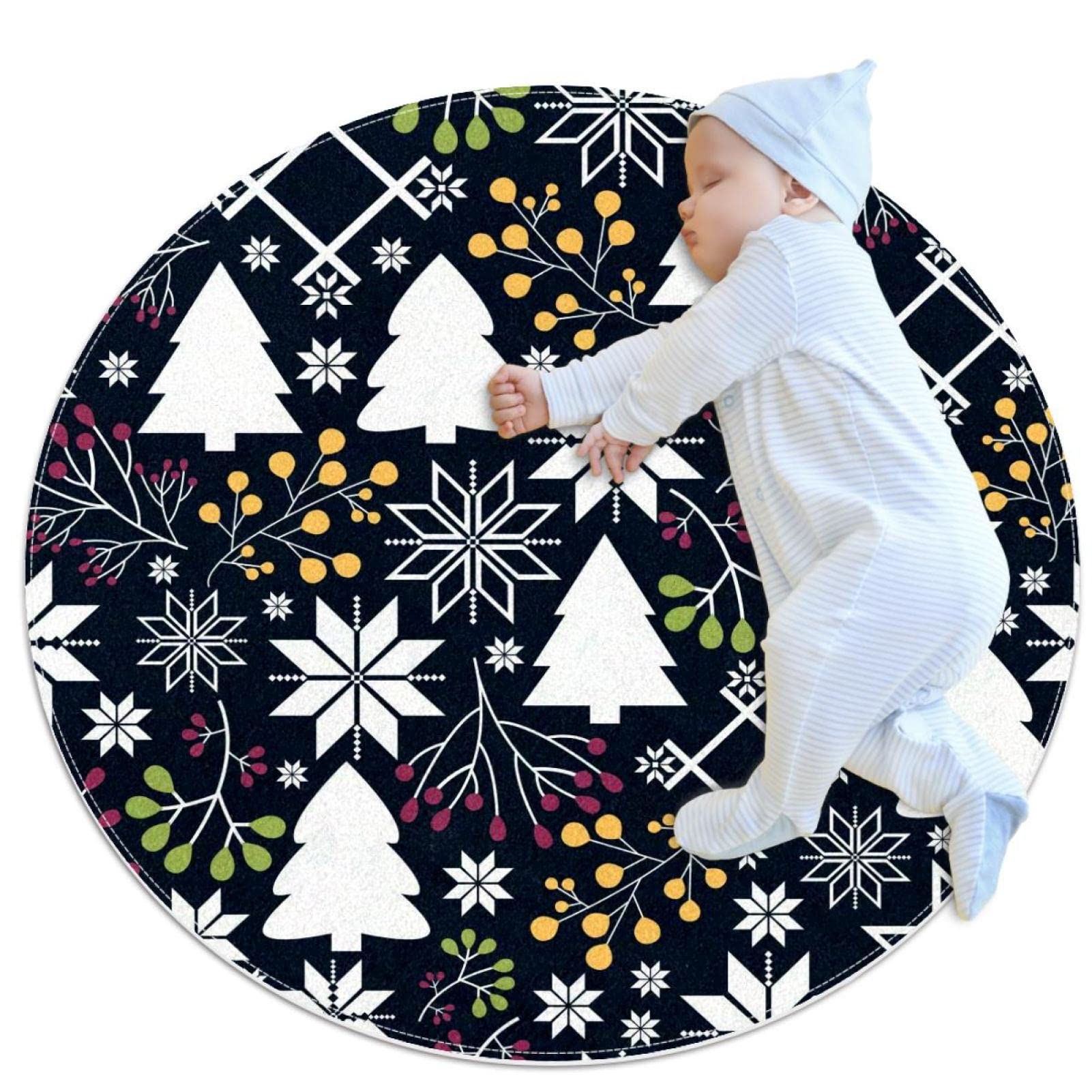 Paillasson pour canapé et tapis de sol de chambre à coucher rond motif flocons de neige