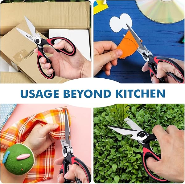 Magnificent Kitchen Scissor, Heavy Duty Scissors for Kitchen Use with Safety Cover & Soft Grip & Multi-Functional Utility Scissors, Shears for Meat Poultry Herbs Cutting, Bottle Jar Opener - 3