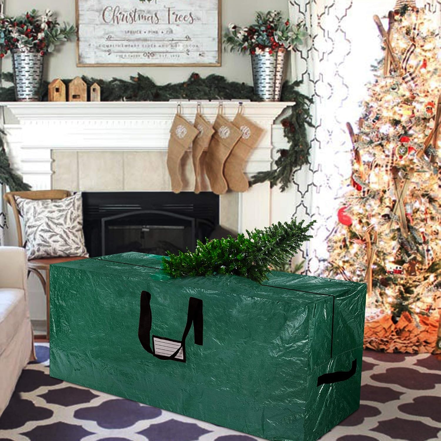 Blissun Christmas Tree Storage Bag, Large Xmas Tree Bag, Heavy Christmas Tree Storage Tote, Fits Up to 9 Ft Artificial Disassembled Holiday Xmas Trees with Durable Reinforced Handles & Dual Zipper